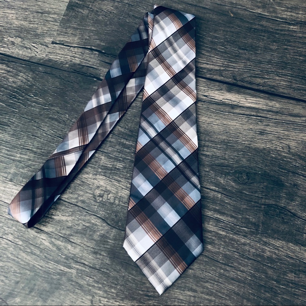 Calvin Klein Blue/Brown Plaid Tie